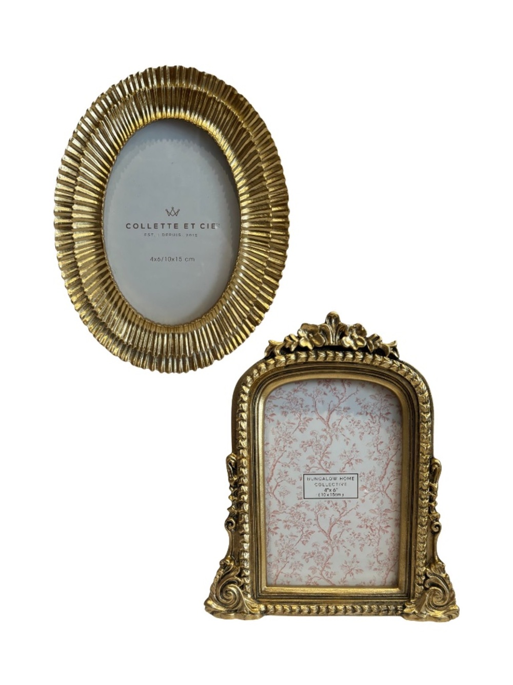 Gold Vintage Style Mismatched 4” x 6” Photo Frames Set